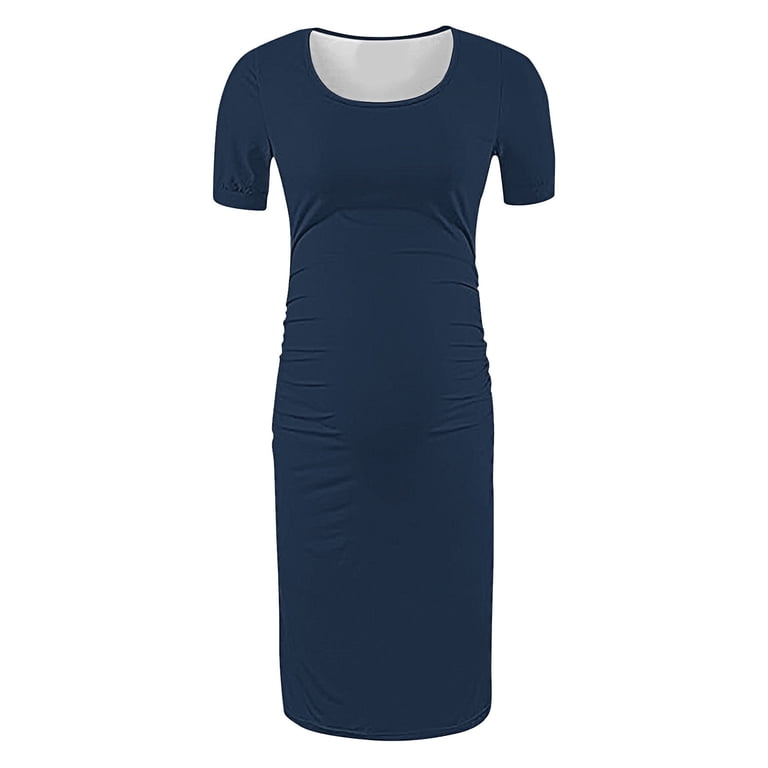 Delliss Women's Stylish Maternity Elegant Bodycon Dress Side Ruffle Simple Pregnancy  Dress - Walmart.com