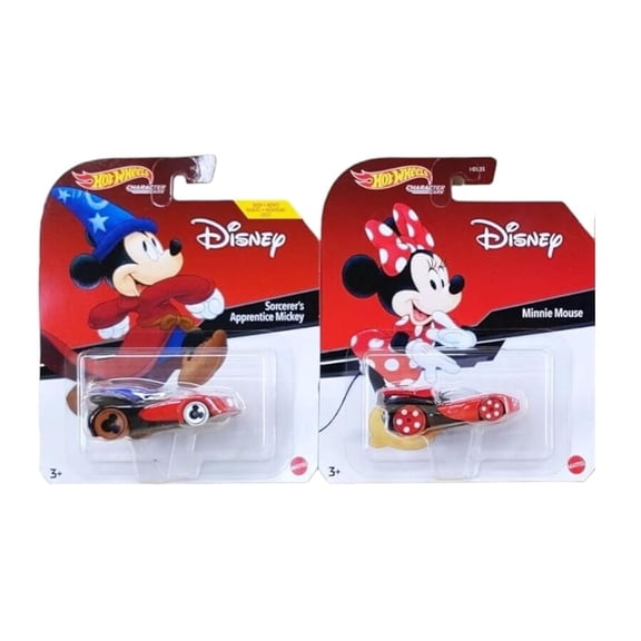Hot Wheels Disney Character Cars, Sorcerer's Apprentice Mickey Mouse and Minnie Mouse Die-Cast Collection, 3 Years