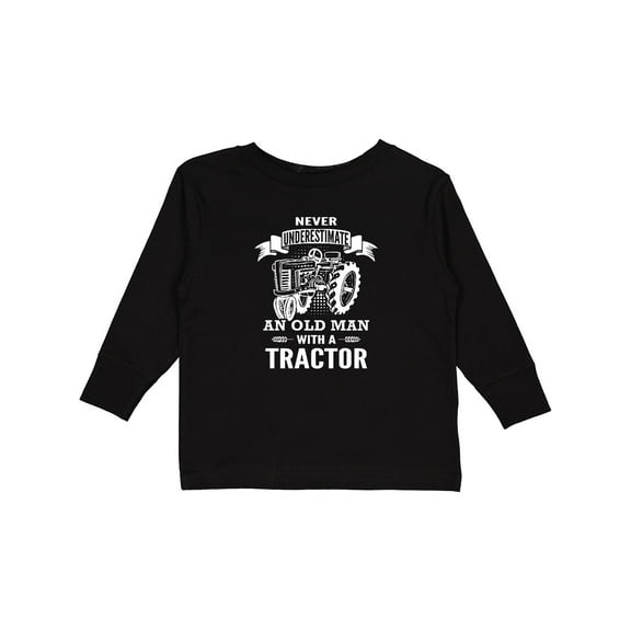 Inktastic Old Man Tractor Boys Long Sleeve Toddler T-Shirt