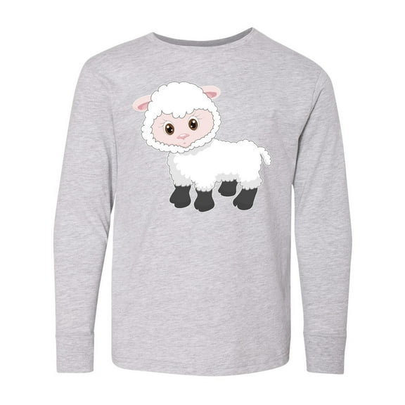 Inktastic Cute White Lamb Long Sleeve Youth T-Shirt