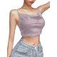 thumbnail image 2 of Txlixc Blusa de verano para mujeres, correas de espaguetis brillantes, negras cuello V de corte bajo para niñas Txlixc moda, 2 of 6