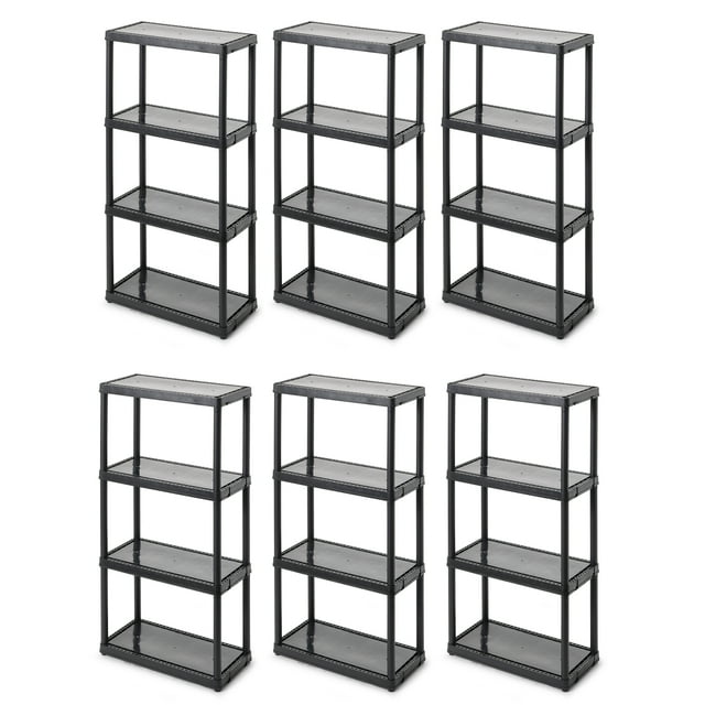 Gracious Living 4 Tier Shelf Indoor Garage Storage Shelving Unit (6 Pack)