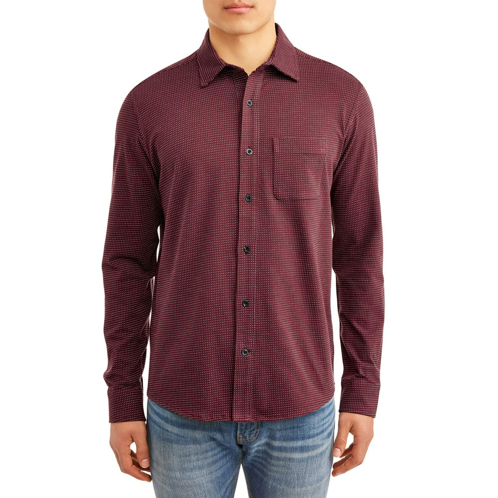 George Mens Long Sleeve Knit Button Down Shirt up to 2XL
