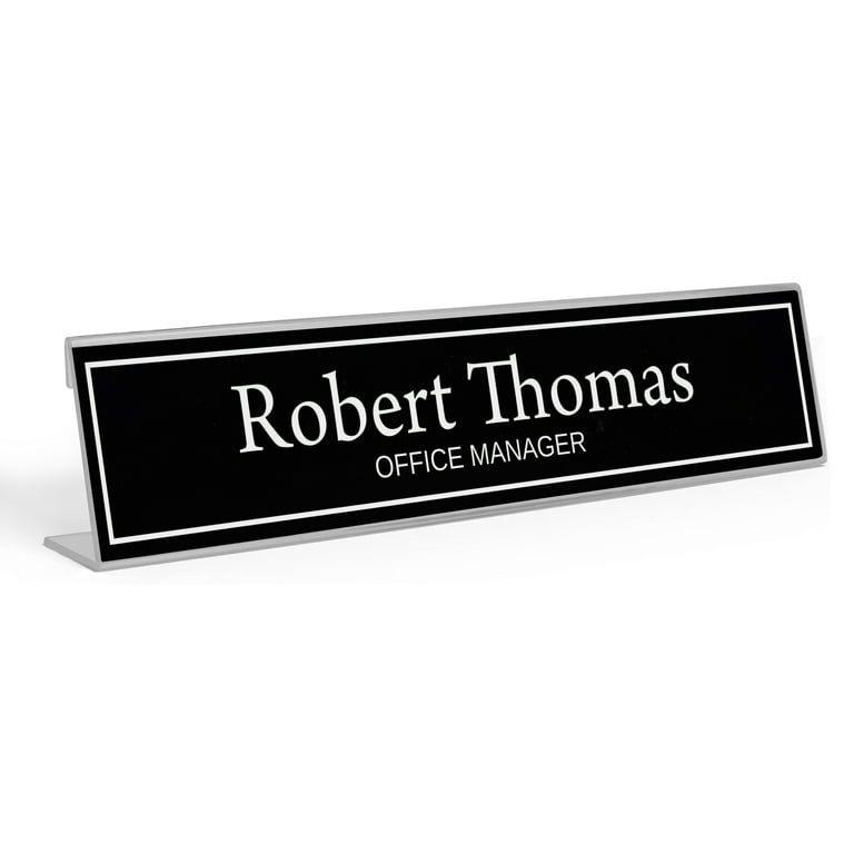 Printtoo Personalized Desk Name Plate Pretty Classy Black Custom Acrylic  Office Desk Name Plate Accessory 2x10 Inches