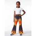 thumbnail image 4 of Girls Wide Leg Flared Pants, Digital Print Casual Bell Bottom Trousers for Kids, Cute Bottoms for Girls Ages 4-13, Spring Summer Autumn Wear, 4 of 6