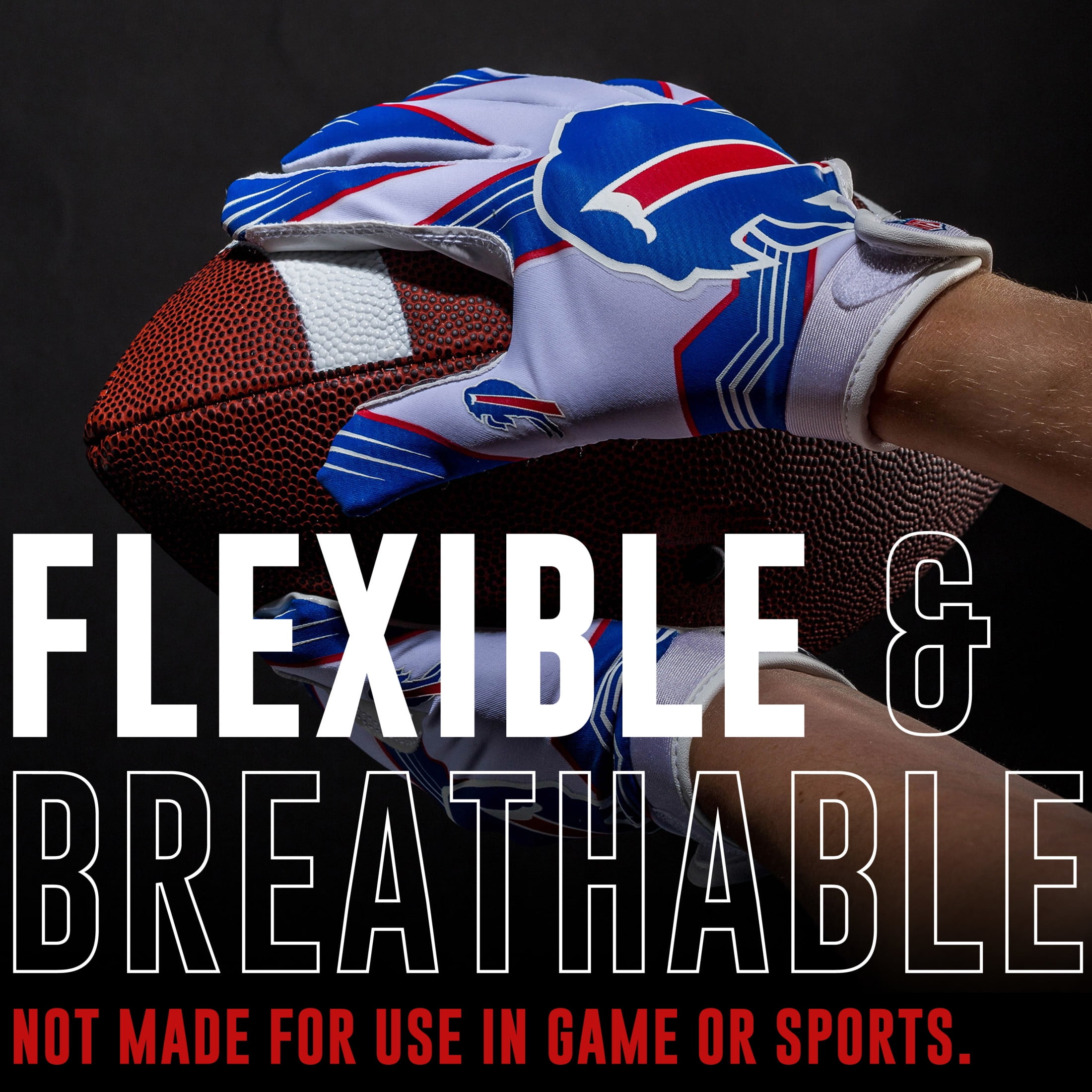 Franklin Sports Buffalo Bills Youth NFL Football Receiver Gloves - Official NFL Team Logos - Kids Football Gear + Accessories - Youth Medium/Large Pair