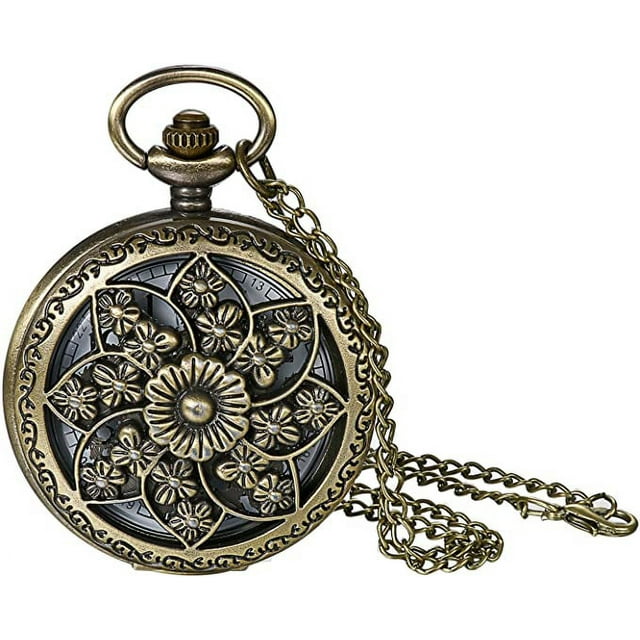 Reloj de Bolsillo Retro, Reloj analógico de Cuarzo para Mujer con Cadena, Regalo