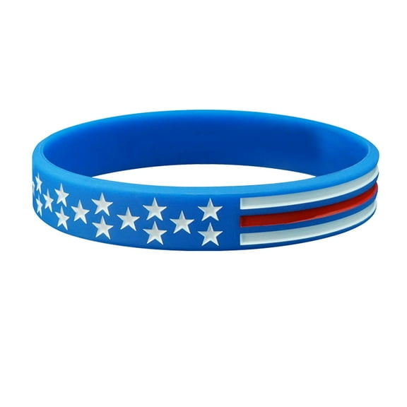Thin Red Line American Flag Bracelets - Patriotic Silicone Wristbands for Men & Women, Stretchable Rubber Awareness Bands for Firefighters, Military Support & American Pride