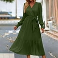 thumbnail image 5 of Blmnix Modest Dresses for Women Long Green Long Sleeve Tiered Plus Size Wrap Womans Dresses Beach, 5 of 8
