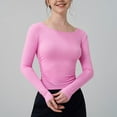 thumbnail image 2 of Women's Soft Long Sleeve Shirts Crew Neck Tight Yoga Athletic Tops Stretchy Going Out Y2K Slim Fit Comfy Blouses S-XL, 2 of 4