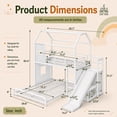 thumbnail image 2 of DTTRA Twin over Full Playhouse Metal Bunk Bed with Slide, Ladder, LED Light & Storage Cabinet, White, 2 of 9