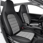 FANOTEK 2 pcs Front Seat Covers Set For Toyota Echo Avalon Matrix PU Leather Protector 360° Full-Wrap Side Airbag Compatible,Black&Gray