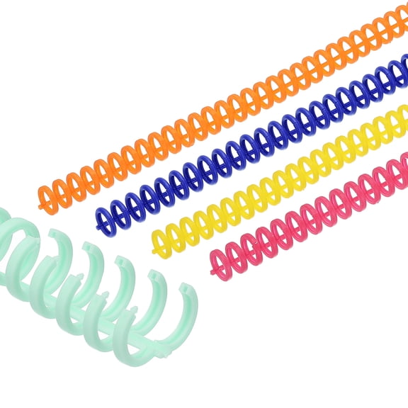 Uxcell 12mm(1/2") Plastic Spiral Binding Coils, 1 Set Binding Spirals 85 Sheet Capacity 3:1 Pitch Binding Spirals for Binding Paper Sheets, Multicolor