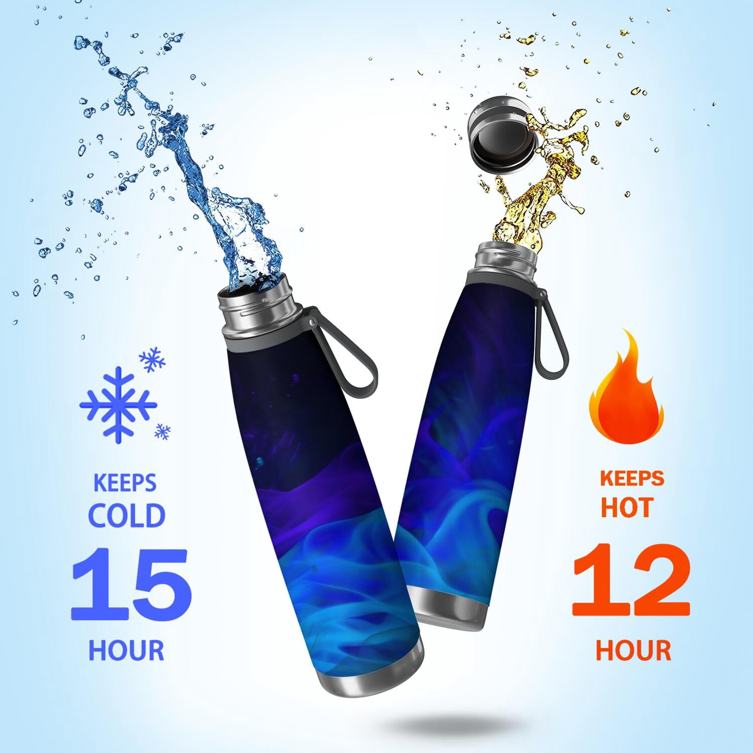 29oz Insulated Water Bottle with Tea Infuser, Stainless Steel Travel Mug, Fluid Smoke Aurora Art Style