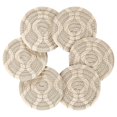 thumbnail image 7 of Yayeee 6 PCS Drink Coasters with Holder Set Woven Absorbent Round Tabletop Hot Pad, Light Gray Pattern, 7 of 7