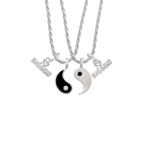 I Heart Swimming Yin Yang Necklace Set, 20"+3" by Delight and Co.