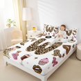 thumbnail image 4 of Feelyou Initial W Twin Sheet Sets, A-Z Monogrammed Cheetah Print Bedding, 3 Pieces, 4 of 7