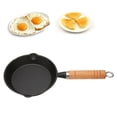 thumbnail image 2 of BIMZUC Cast Iron Frying Pan – 16x3 cm, Stain‑Resistant, Quick‑Heat, Oil‑Free Cooking, Easy‑Clean, Durable Skillet with Wooden Handle, 2 of 7