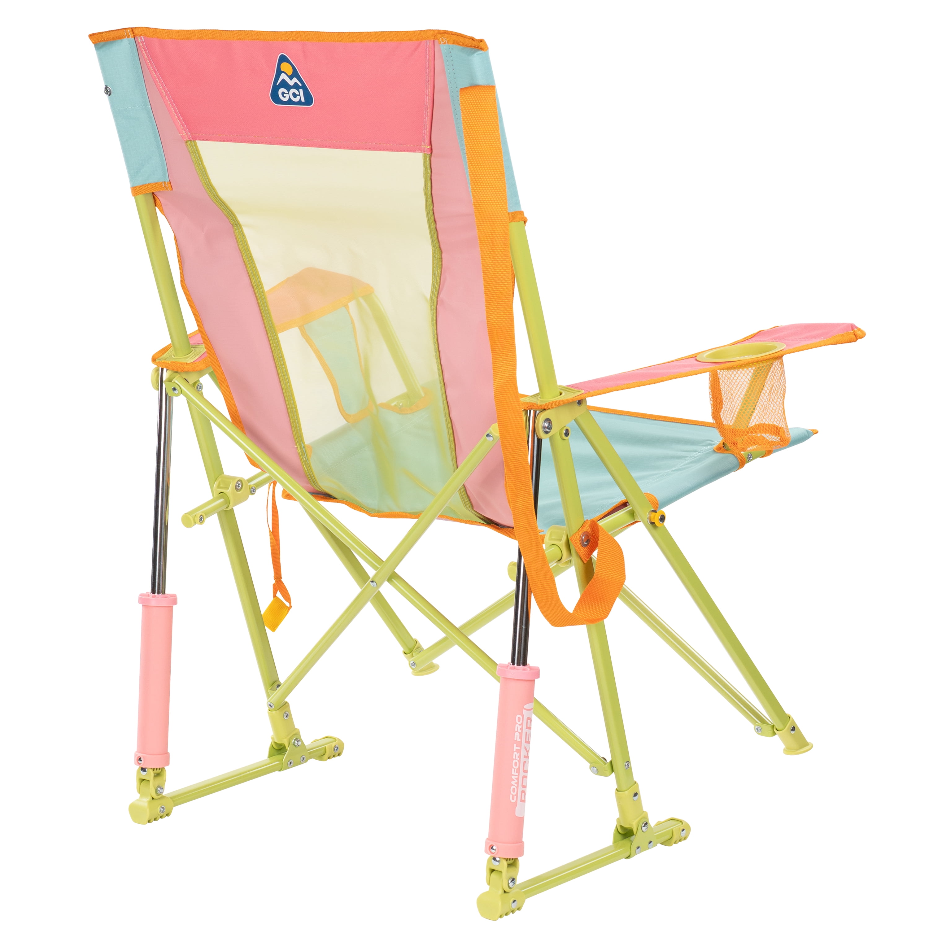 GCI Outdoor Comfort Pro Rocker Rocking Camping Chair with Cup Holder, Sweet Tea