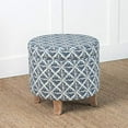 thumbnail image 2 of HomePop Cole Classics Round Storage Ottoman Flared Wood Leg, Navy Blue Geometric Pattern, 2 of 2