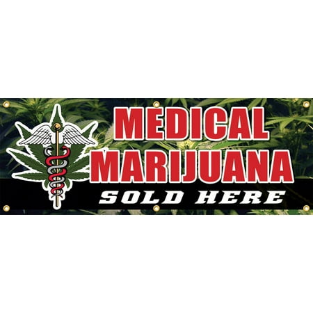 Medical Marijuana Vinyl Display Banner with Grommets, 1.5'hx4'w