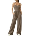 thumbnail image 1 of Jumpsuit for Women, Strapless Waist Cinching Wide Leg, Double-Strap Sleeveless Top, Ruched Waist, Solid Color, 1 of 6