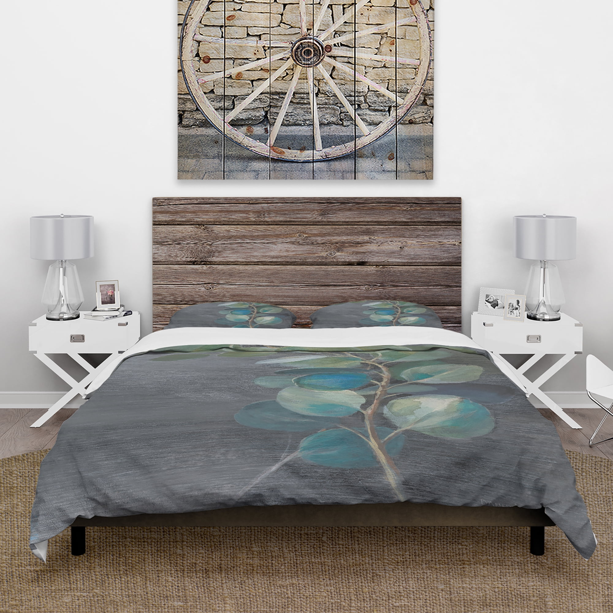 Designart 'Fresh leaves II' Cottage Duvet Cover Set