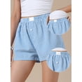 thumbnail image 2 of DARING DIVA Women's Gingham Buttons Comfy Breathable Beach Casual Shorts Medium Blue, 2 of 6