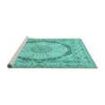 thumbnail image 2 of Ahgly Company Machine Washable Indoor Square Medallion Turquoise Blue Traditional Area Rugs, 7' Square, 2 of 4