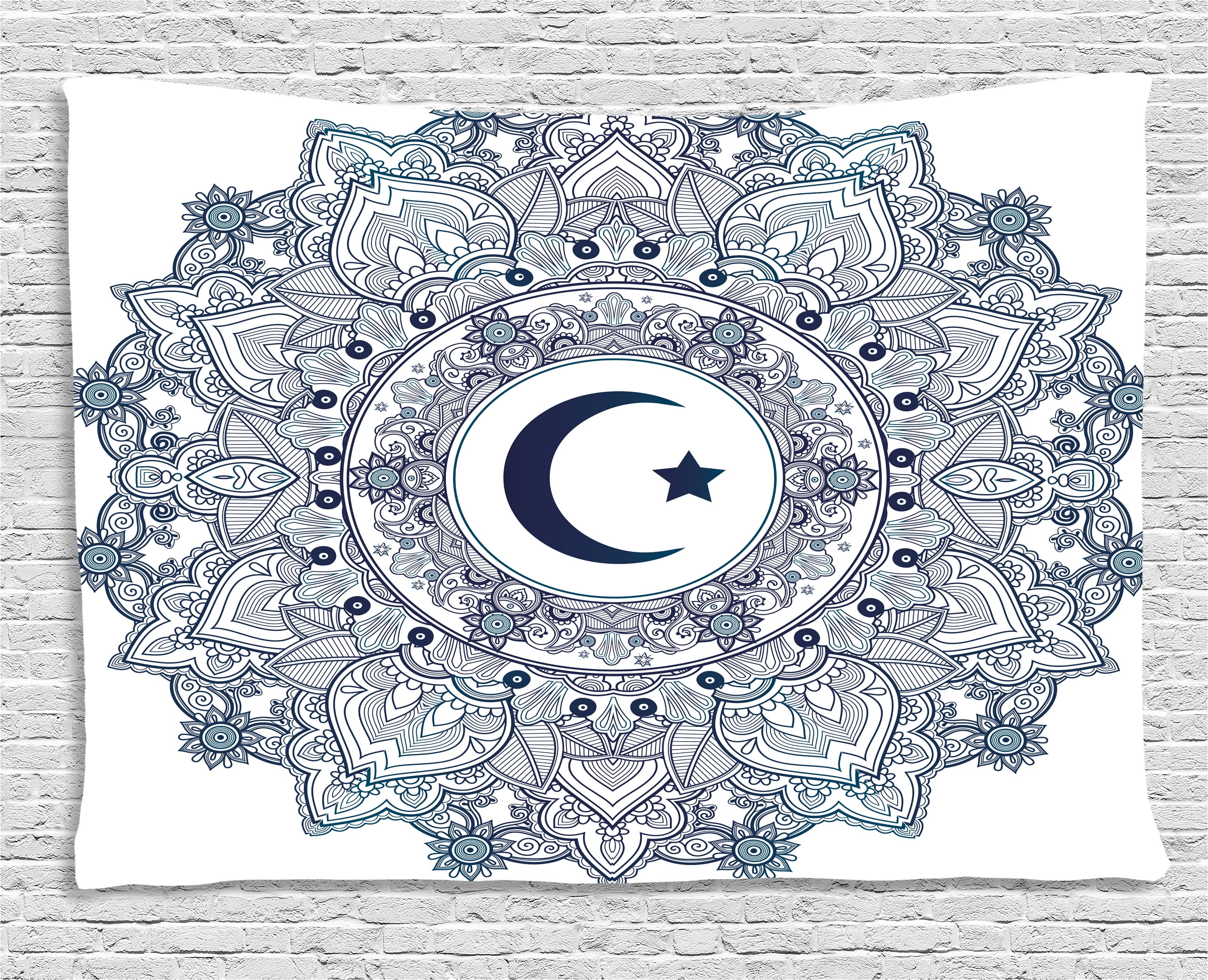 Moon Tapestry, Islamic Symbol in Eastern Design Ramadan Celebrations Vintage... by Kozmos