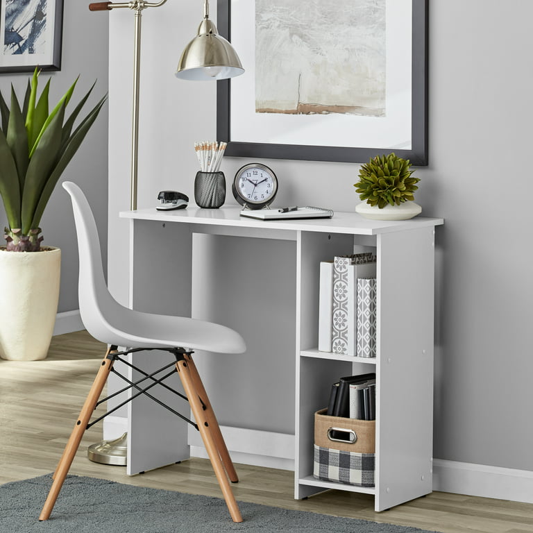 Mainstays Small Space Writing Desk With 2 Shelves, White Finish -  Walmart.Com