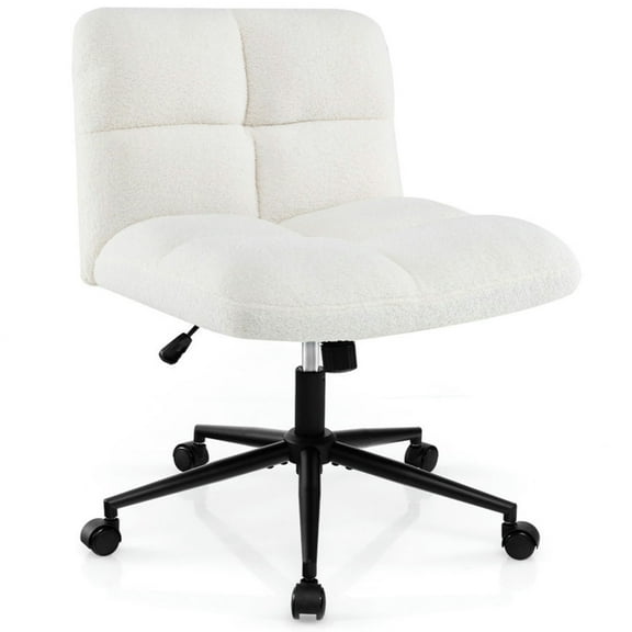 GVN Armless Chairs,Cross Legged Chair with Wheels with Padded Seat Adjustable Height for Bedroom Study-Beige