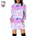 thumbnail image 1 of Nouveau Chandail à Capuchon Léopard Hello Kitty Femme Simple Col Rond Polyvalent Chandail Long Bureau Décontracté Ample Chandails à Capuchon Robe d'Automne, 1 of 7