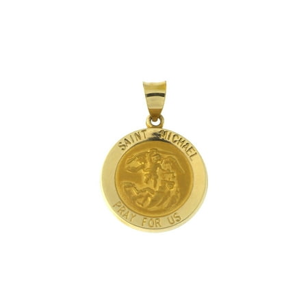Saint Michael Archangel - 14k Yellow Gold Lightweight Saint Michael the Archangel Medal Pendant Necklace