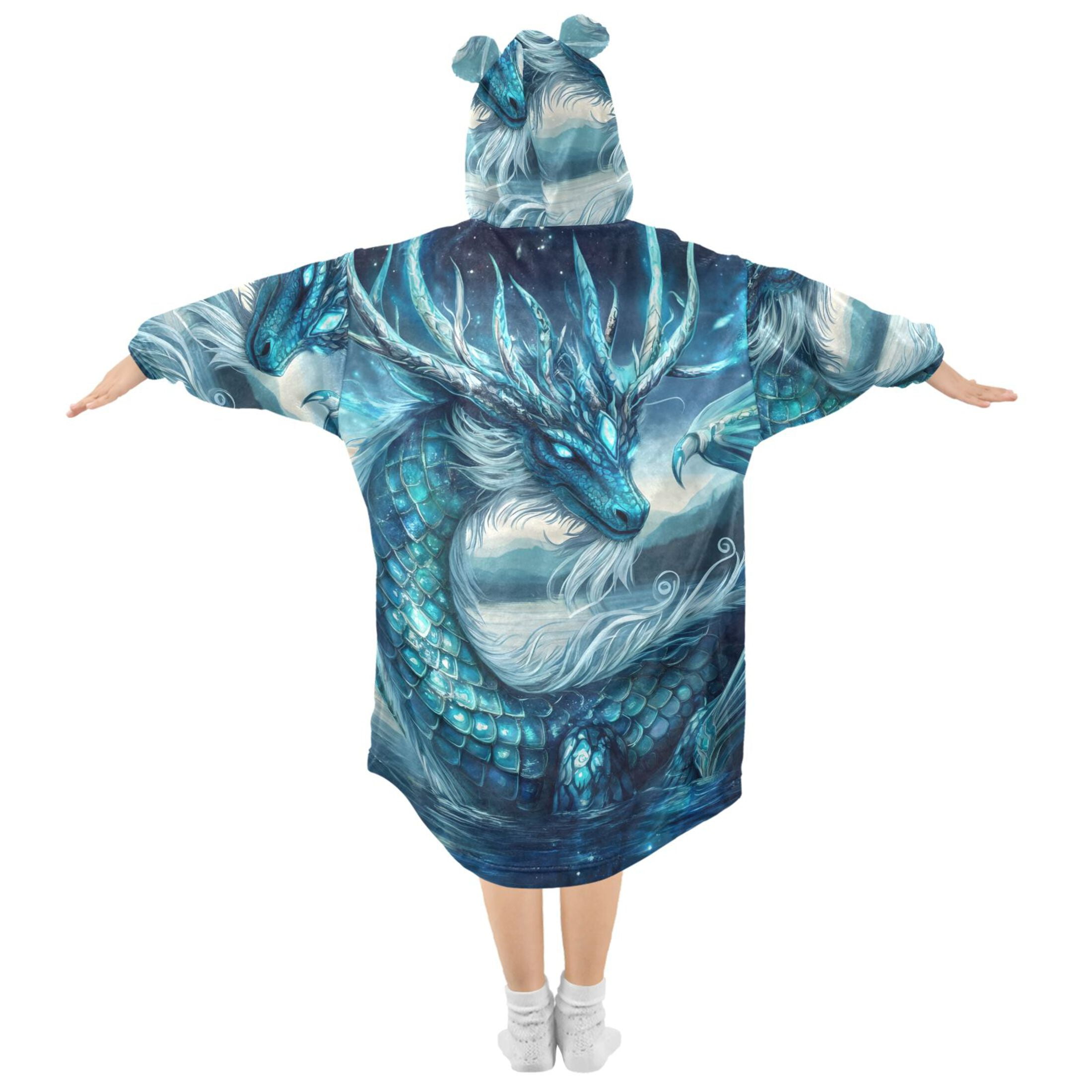 joogoo Wearable Blanket Hoodie Neon Dragon Scales for Flannel Sherpa Pocket 3-14 YR M