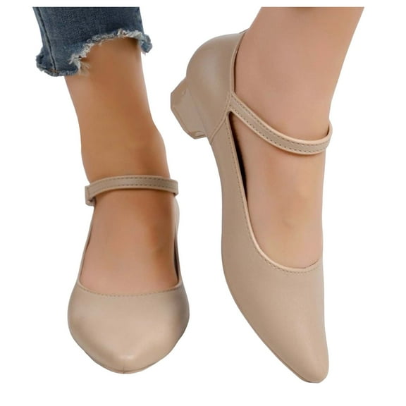 IUJSOY Heels for Women Low Heel Closed Pointed Toe Pumps for Office Work Dress Wedding Shoes