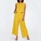 thumbnail image 2 of Conjunto de dos piezas de lino de color liso para mujer: top corto sin mangas con botones y pantalones de pierna ancha, tejido transpirable para el verano, 2 of 8
