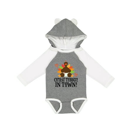 

Inktastic Thanksgiving Cutest Turkey in Town Gift Baby Boy or Baby Girl Long Sleeve Bodysuit