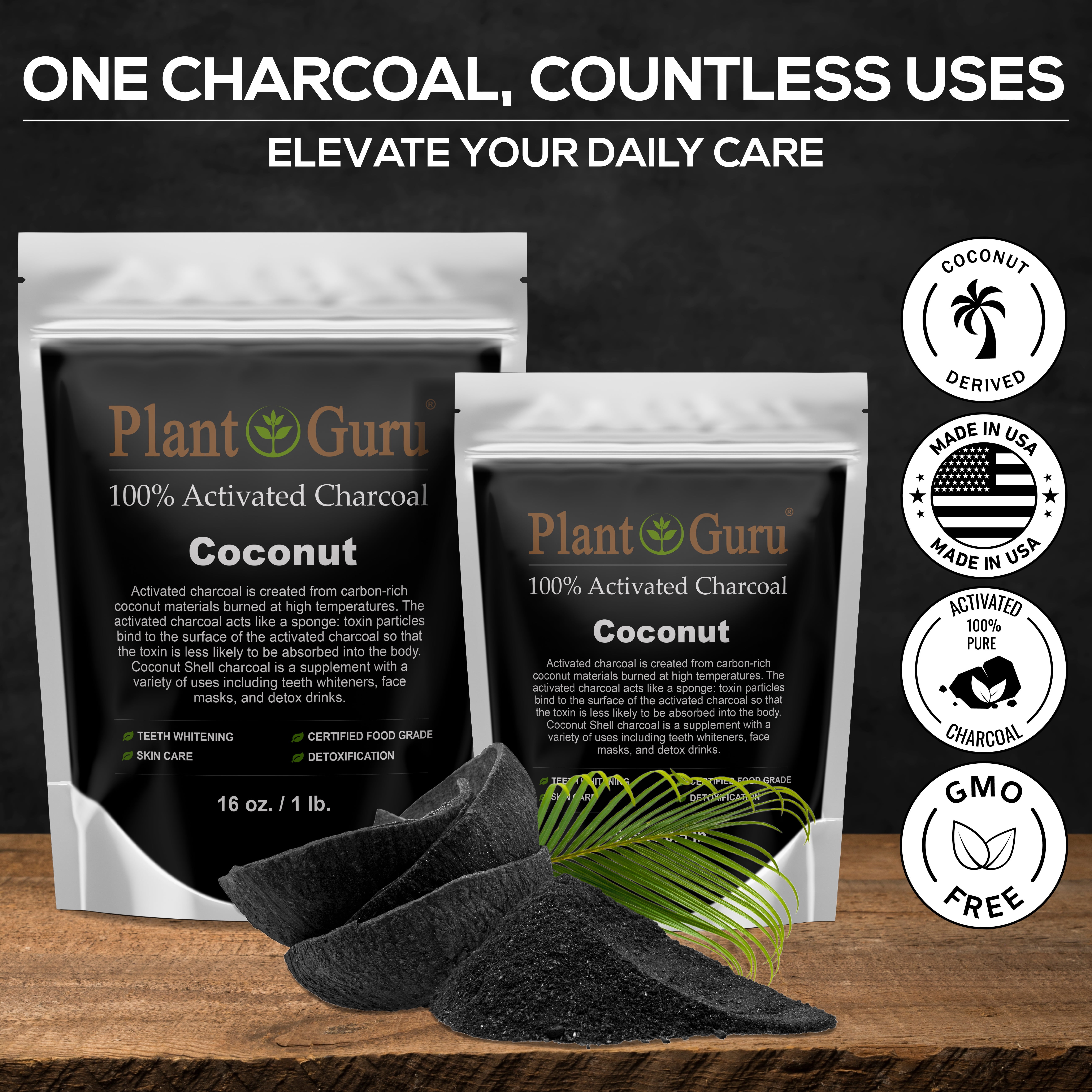 Activated Charcoal Powder Bulk - 1.75 lbs. Jar, COCONUT - Food Grade Kosher Non-GMO - Teeth Whitening, Facial Mask and Soap Making. Promotes Natural Detoxification and Helps Digestion