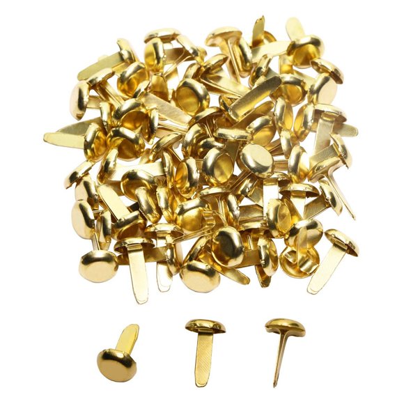 Geloo Metal Paper Fasteners, Decorative DIY Supplies, Gold, 100 Count