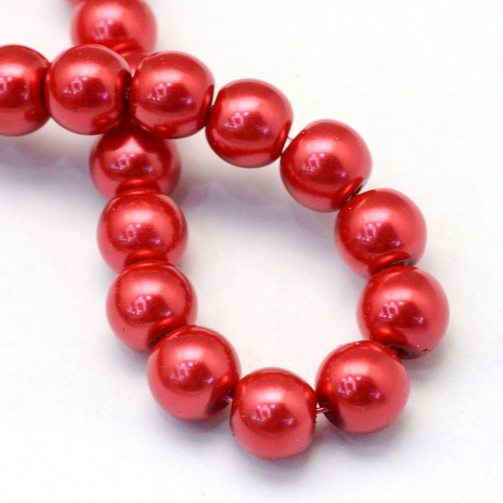 20Strand Baking Painted Pearlized Glass Pearl Round Bead Strands Crimson 6~7mm Hole: 1mm 135~140pcs/strand 31.4 inch