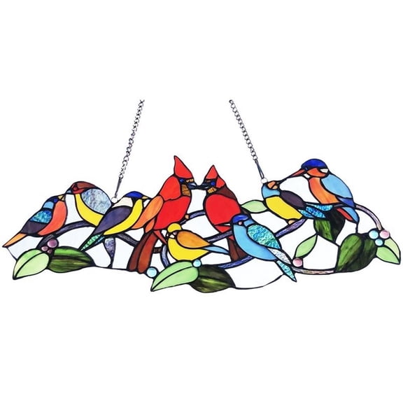 CHLOE Rubina Tiffany-Style Animal Stained Glass Window Panel 10" Height