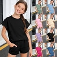 thumbnail image 6 of Girls Summer Outfits 2 Piece Set Short Sleeve Top & Elastic Waist Shorts Beige Casual Short Sets Activewear Girls Clothes Size 11-12 Years, 6 of 6