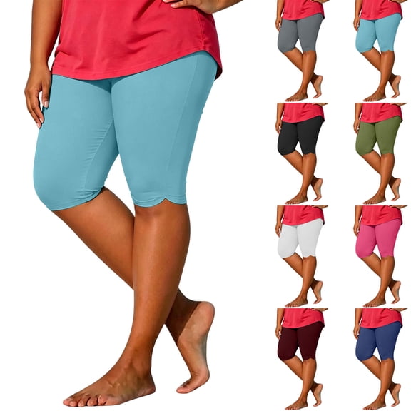 THDHVS Womens Shorts Casual,Plus Size Solid Slim Five Point Shorts Elastic Waist Casual Daily Bottoms,Summer Shorts for Women Army Green 5XL