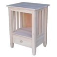 thumbnail image 1 of International Concepts Unfinished Mission Wood Tall End Table with Drawer, 1 of 11