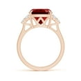 thumbnail image 2 of ANGARA Lab Grown 4.6 Ct Cushion Ruby Engagement Ring with Trio Diamonds for Women in 14K Rose Gold (Size-10mm) | July Birthstone, Birthday, Anniversary, Jewelry Gift for Women | Lab-Grown Ruby Ring, 2 of 8