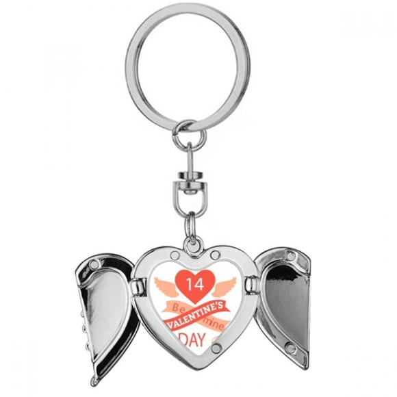 Red Valentine's Day Be Mine Heart Angel Wing Key Chain Holder
