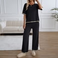 thumbnail image 3 of SWSMCLT Women's Baggy 2 Piece Outfit Autumn Crew Neck Date Breathable Comfy Matching Set Billowy Matching Outfit Black X-Small, 3 of 5