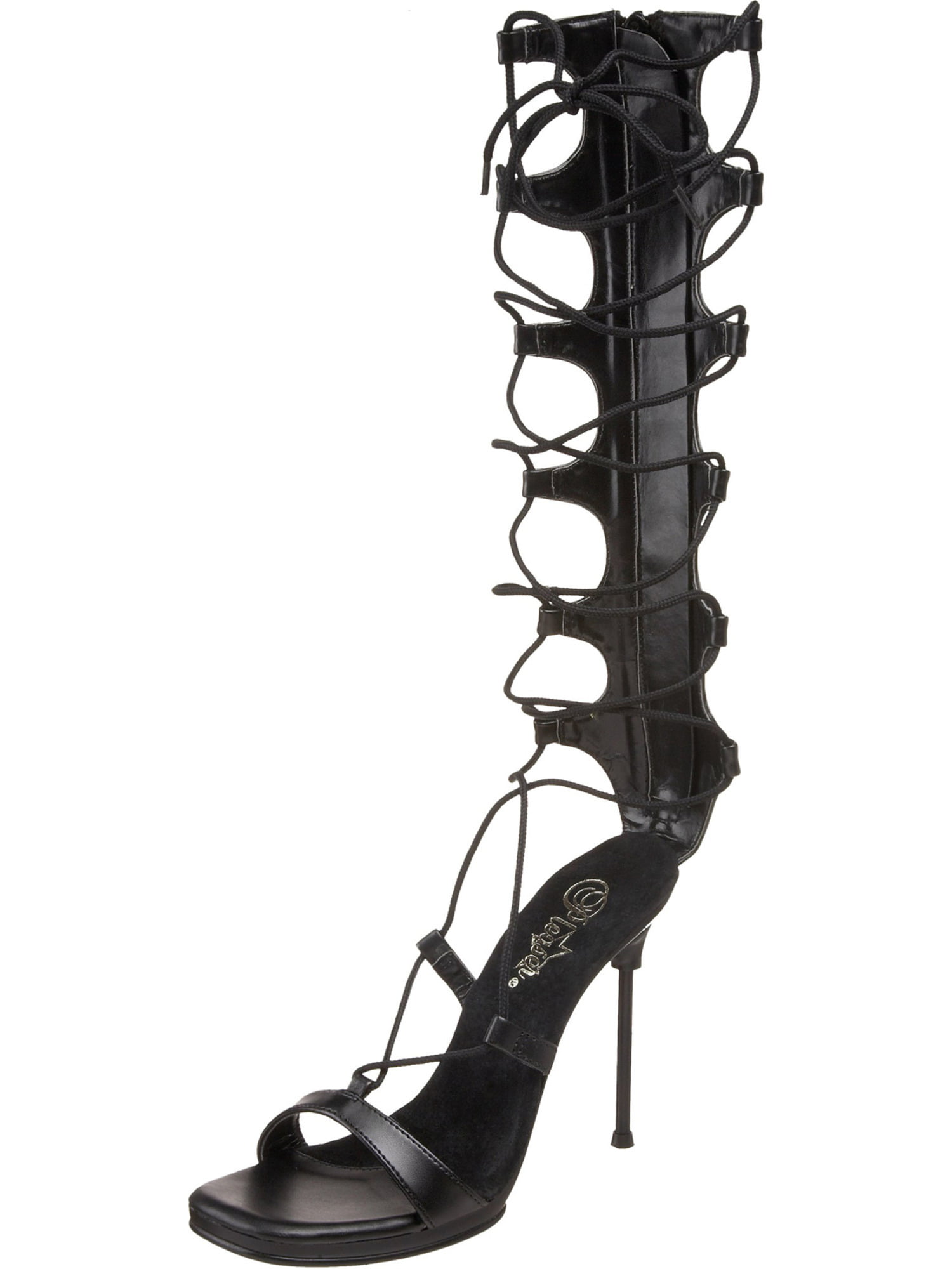 Pleaser - Womens Strappy Lace Up Sandals Knee High 4 1/2 Inch Stiletto ...