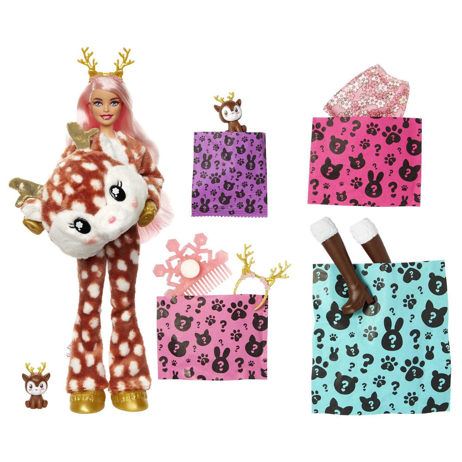 Barbie Cutie Reveal Éclat de flocon de neige Poupée, biche